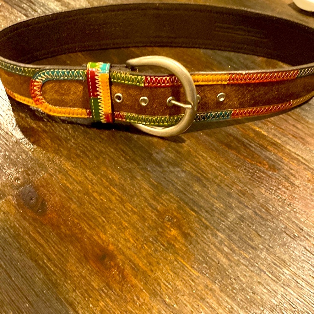Fossil Colorful Leather Belt with Silver Buckle